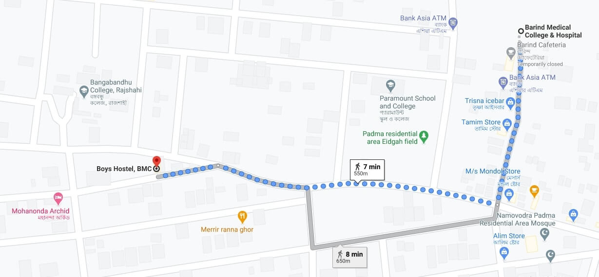 Barind Medical College Boys Hostel Location