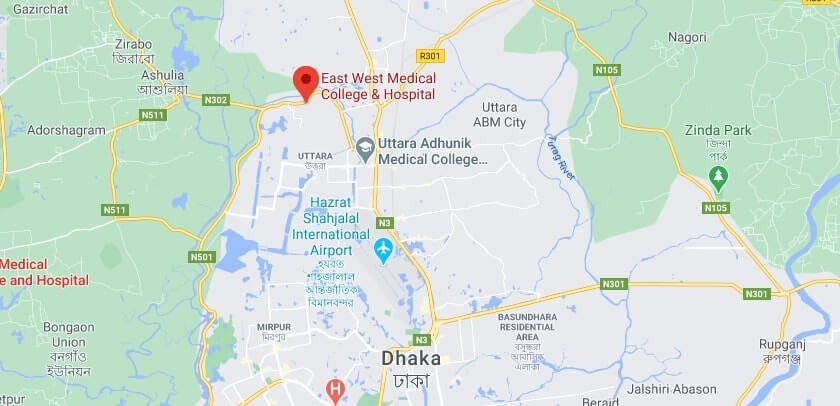 Map of East west Medical College
